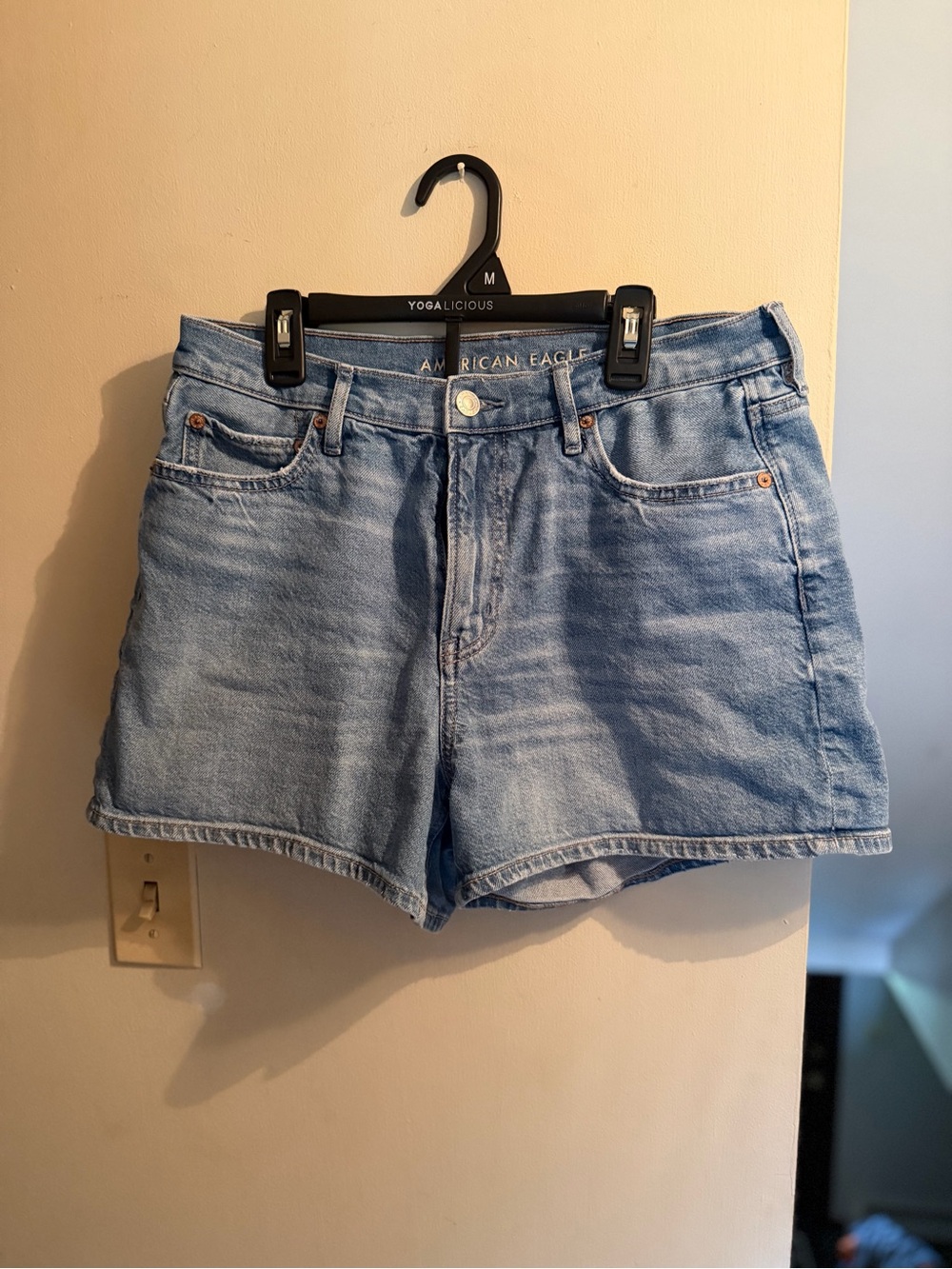 American Eagle Outfitters Light Wash High-Rise Denim Shorts